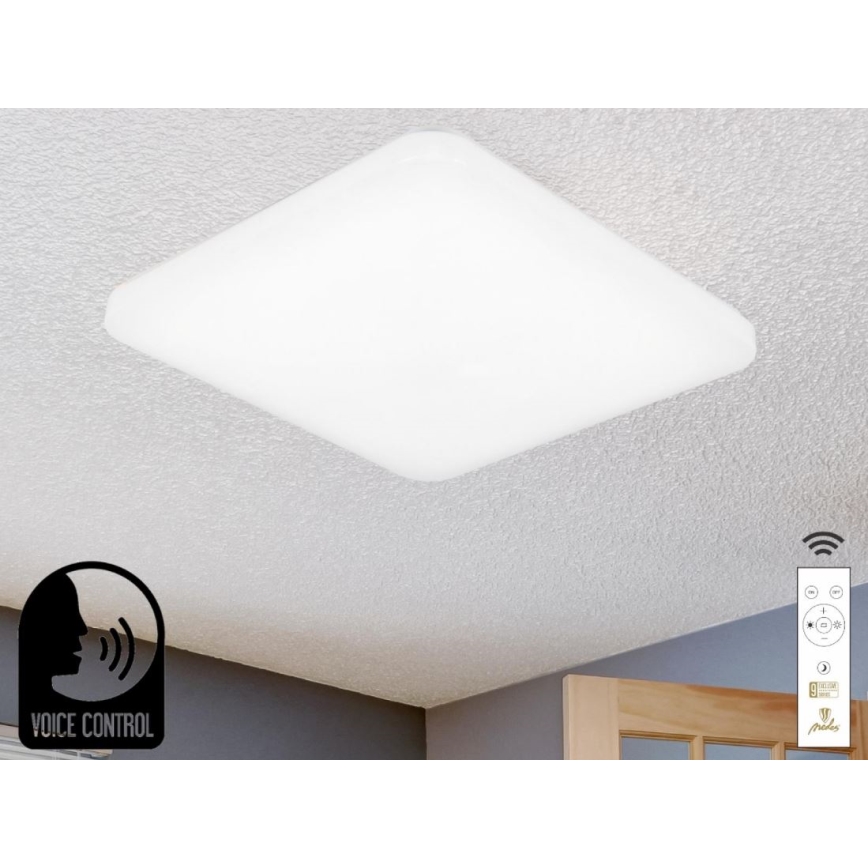 LED Prigušiva stropna svjetiljka s glasovnim upravljanjem OPAL LED/48W/230V 2700-6500K bijela + daljinski upravljač