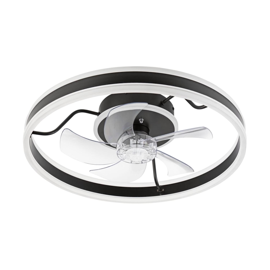 LED Prigušiva stropna svjetiljka s ventilatorom APOLLO LED/38W/230V crna + daljinski upravljač