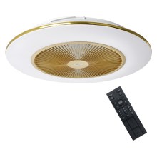 LED Prigušiva stropna svjetiljka s ventilatorom ARIA LED/38W/230V 3000-6000K zlatna + daljinski upravljač