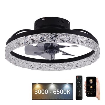 LED Prigušiva stropna svjetiljka s ventilatorom LED/35W/230V 3000-6500K crna + daljinski upravljač