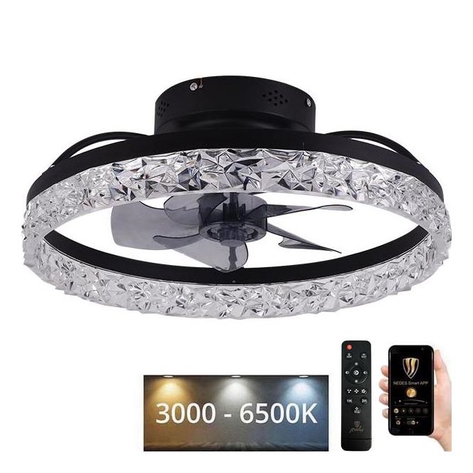 LED Prigušiva stropna svjetiljka s ventilatorom LED/35W/230V 3000-6500K crna + daljinski upravljač
