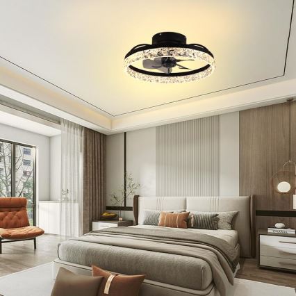 LED Prigušiva stropna svjetiljka s ventilatorom LED/35W/230V 3000-6500K crna + daljinski upravljač