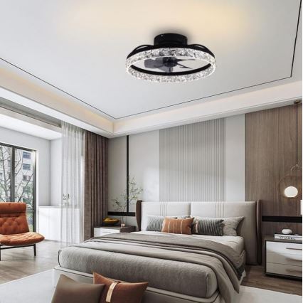 LED Prigušiva stropna svjetiljka s ventilatorom LED/35W/230V 3000-6500K crna + daljinski upravljač