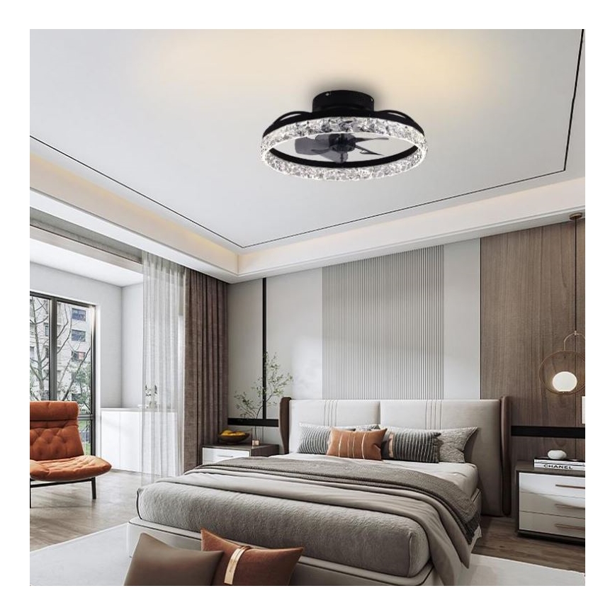 LED Prigušiva stropna svjetiljka s ventilatorom LED/35W/230V 3000-6500K crna + daljinski upravljač