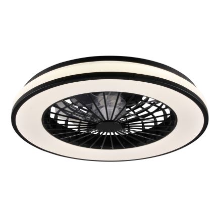 LED Prigušiva stropna svjetiljka s ventilatorom LED/48W/230V 3000-6500K crna + daljinski upravljač