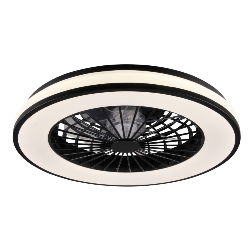 LED Prigušiva stropna svjetiljka s ventilatorom LED/48W/230V 3000-6500K crna + daljinski upravljač