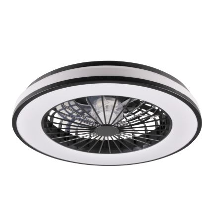 LED Prigušiva stropna svjetiljka s ventilatorom LED/48W/230V 3000-6500K crna + daljinski upravljač