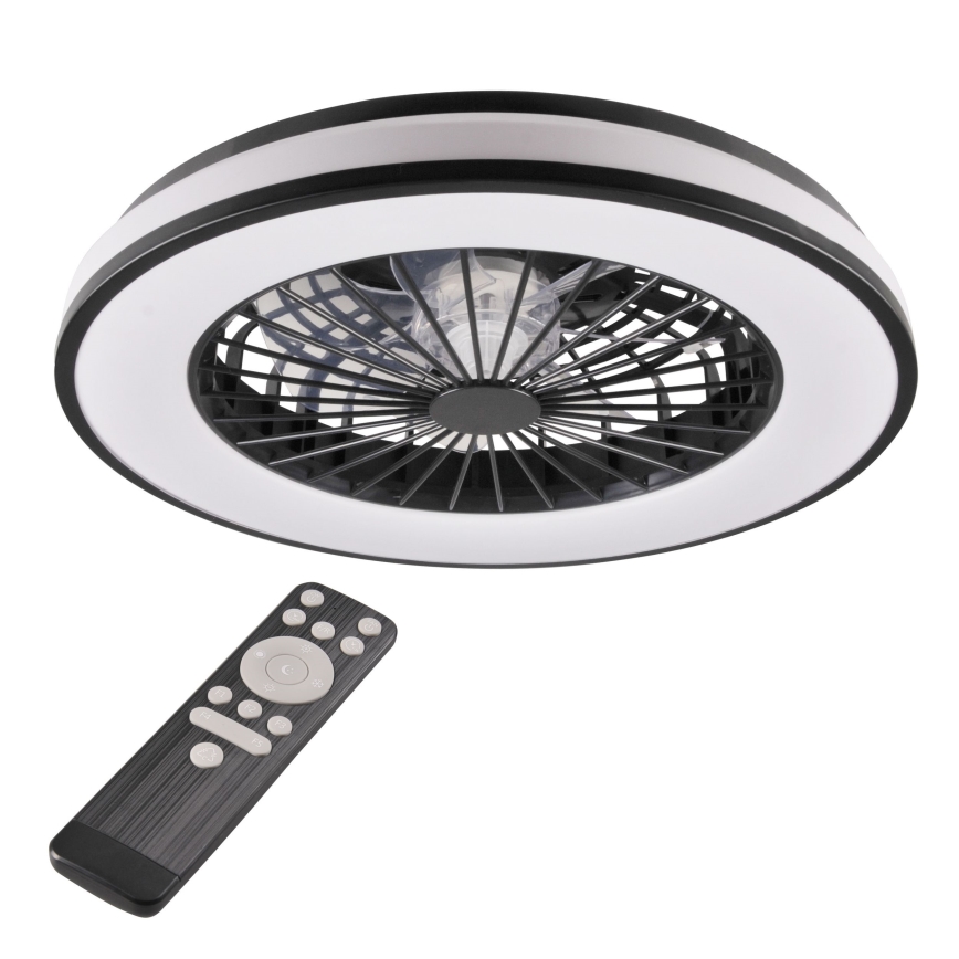 LED Prigušiva stropna svjetiljka s ventilatorom LED/48W/230V 3000-6500K crna + daljinski upravljač