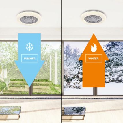 LED Prigušiva stropna svjetiljka s ventilatorom LIBYA LED/48W/230V 3000-6500K bijela + daljinski upravljač