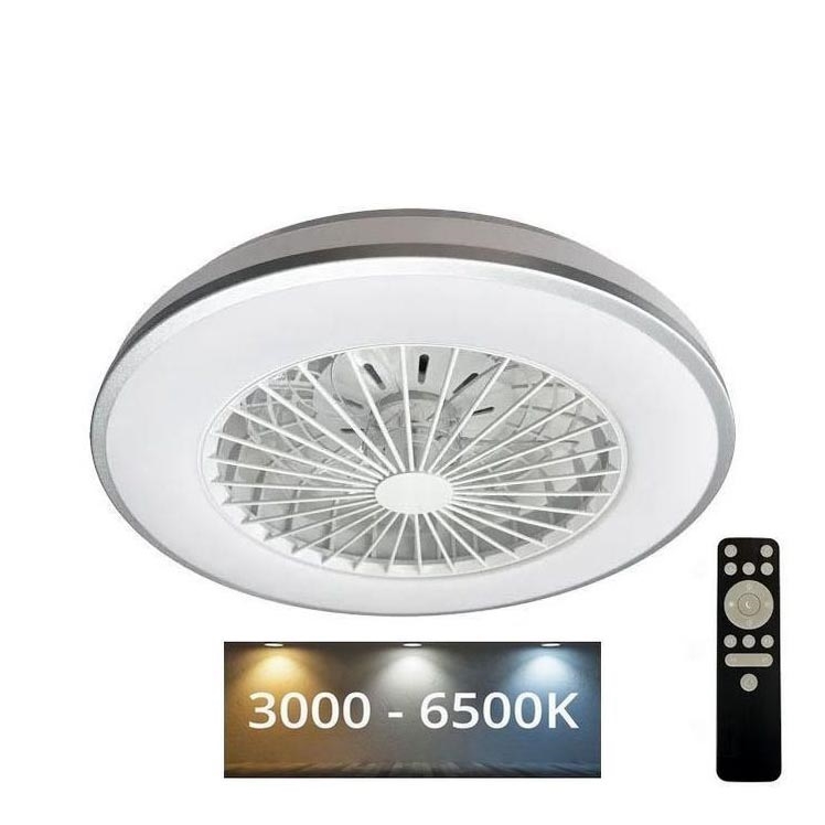 LED Prigušiva stropna svjetiljka s ventilatorom OPAL LED/48W/230V 3000-6500K + daljinski upravljač