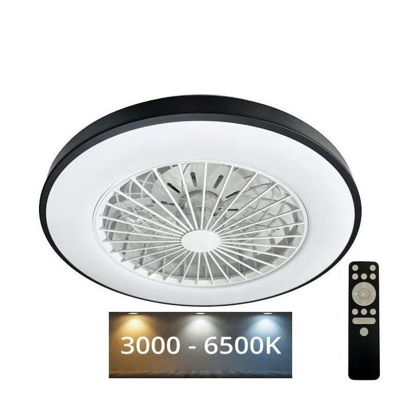 LED Prigušiva stropna svjetiljka s ventilatorom OPAL LED/48W/230V 3000-6500K + daljinski upravljač