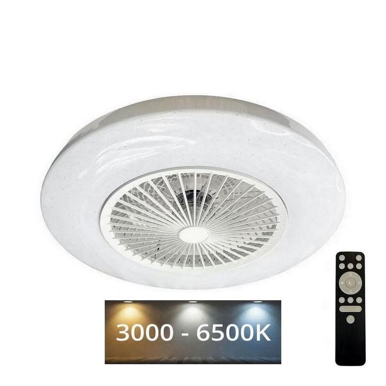 LED Prigušiva stropna svjetiljka s ventilatorom OPAL LED/72W/230V 3000-6500K + daljinski upravljač