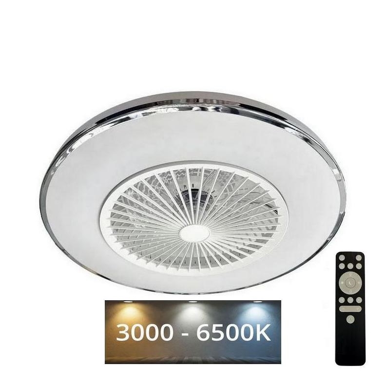 LED Prigušiva stropna svjetiljka s ventilatorom OPAL LED/72W/230V 3000-6500K + daljinski upravljač