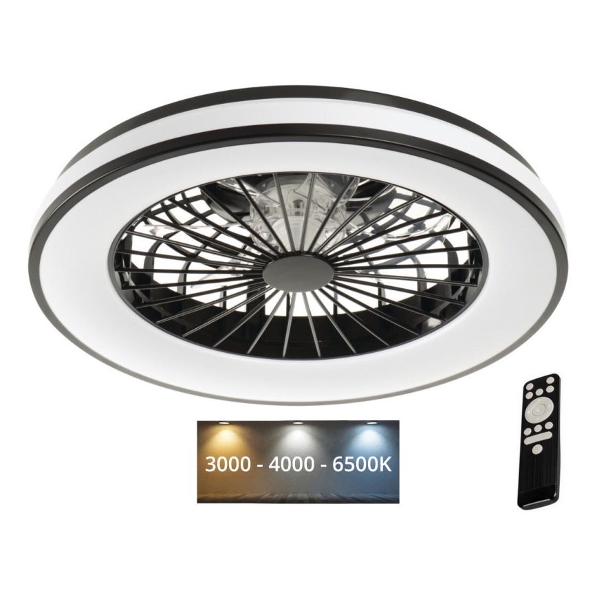 LED Prigušiva stropna svjetiljka s ventilatorom PLAVE LED/48W/230V 3000/4000/6500K + daljinski upravljač