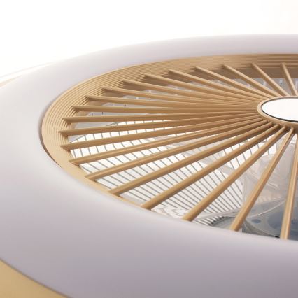 LED Prigušiva stropna svjetiljka s ventilatorom ZEPHYR LED/48W/230V 3000-6000K zlatna + daljinski upravljač