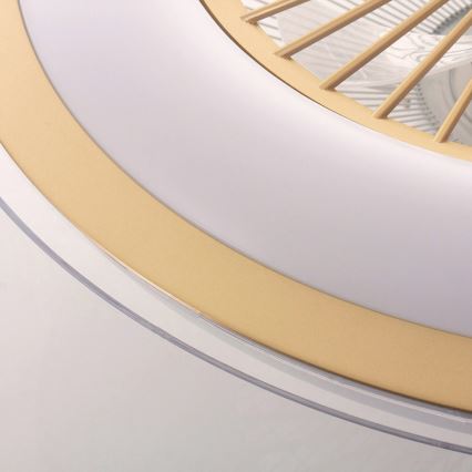 LED Prigušiva stropna svjetiljka s ventilatorom ZEPHYR LED/48W/230V 3000-6000K zlatna + daljinski upravljač