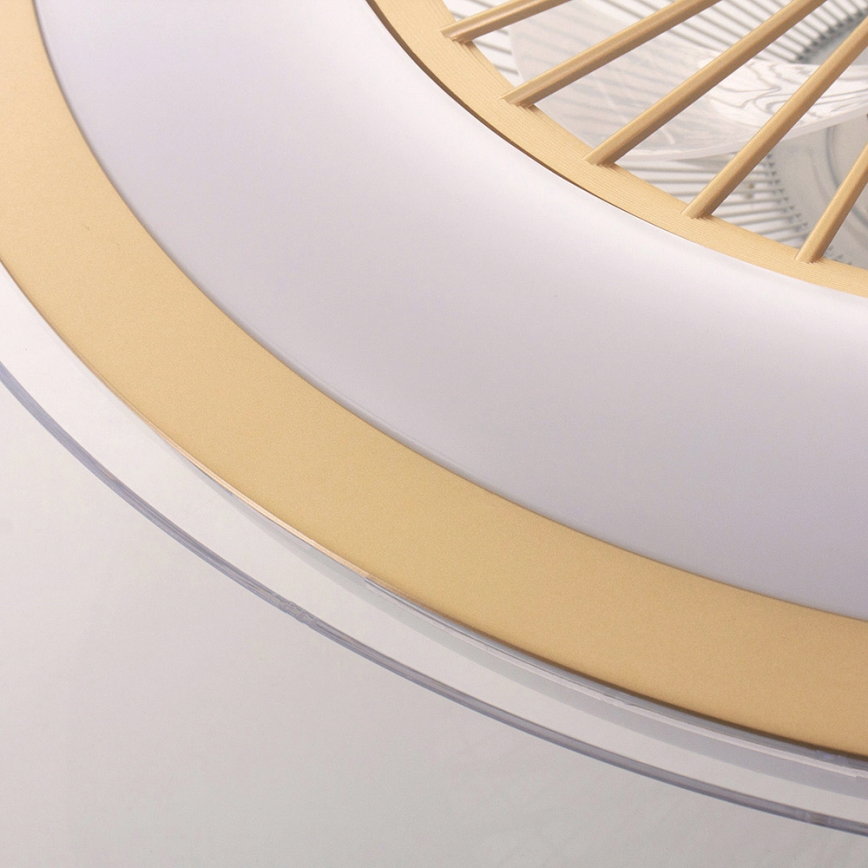 LED Prigušiva stropna svjetiljka s ventilatorom ZEPHYR LED/48W/230V 3000-6000K zlatna + daljinski upravljač
