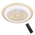 LED Prigušiva stropna svjetiljka s ventilatorom ZONDA LED/48W/230V 3000-6000K zlatna + daljinski upravljač