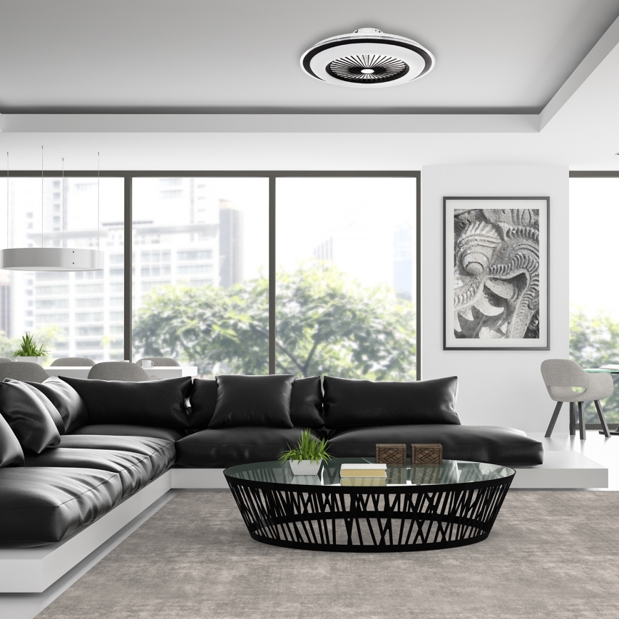 LED Prigušiva stropna svjetiljka s ventilatorom ZONDA LED/48W/230V 3000-6000K crna + daljinski upravljač