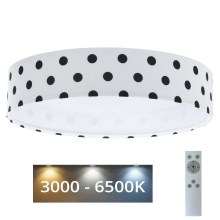 LED Prigušiva stropna svjetiljka SMART GALAXY KIDS LED/24W/230V 3000-6500K točkice bijela/crna + daljinski upravljač