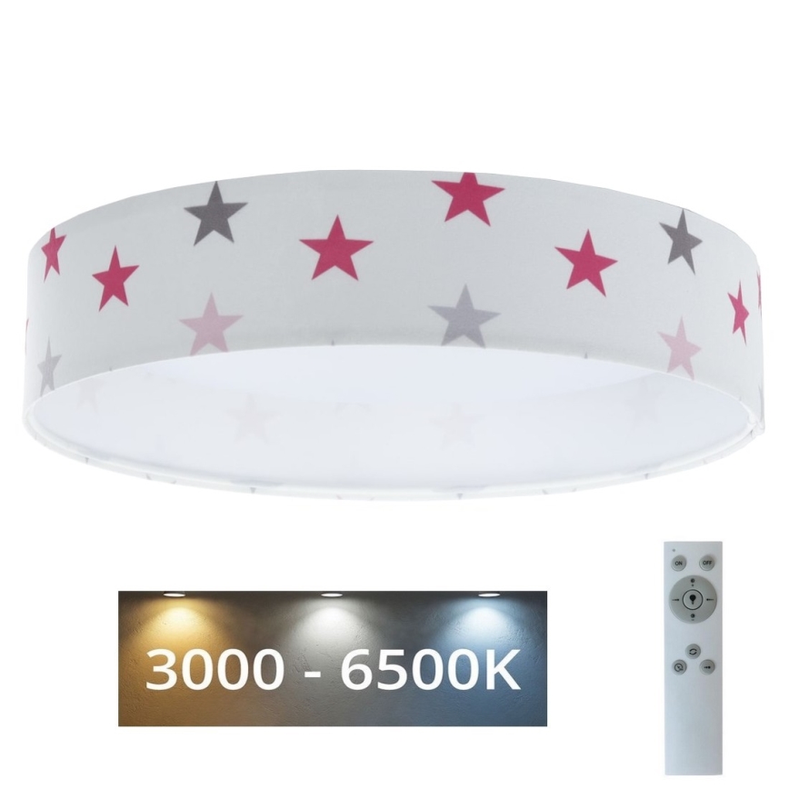 LED Prigušiva stropna svjetiljka SMART GALAXY KIDS LED/24W/230V 3000-6500K zvjezdice bijela/ružičasta/siva + daljinski upravljač