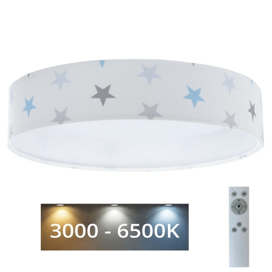 LED Prigušiva stropna svjetiljka SMART GALAXY KIDS LED/24W/230V 3000-6500K zvjezdice bijela/siva/plava + daljinski upravljač