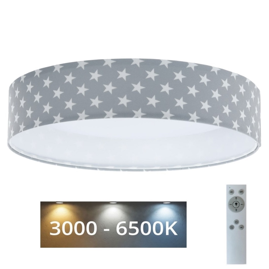 LED Prigušiva stropna svjetiljka SMART GALAXY KIDS LED/24W/230V 3000-6500K zvjezdice siva/bijela + daljinski upravljač