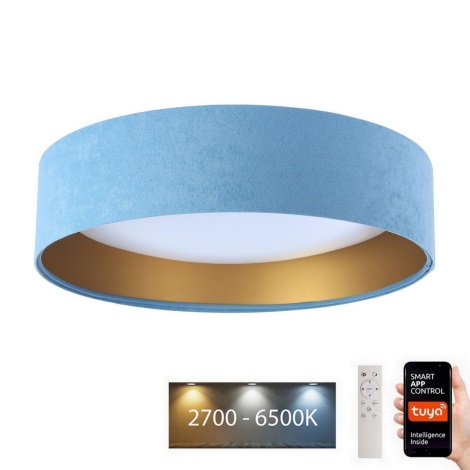 LED Prigušiva stropna svjetiljka SMART GALAXY LED/24W/230V pr. 45 cm 2700-6500K Wi-Fi Tuya plava/zlatna + daljinski upravljač