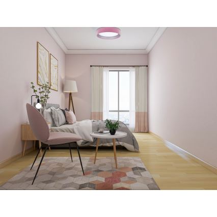 LED Prigušiva stropna svjetiljka SMART GALAXY LED/24W/230V ružičasta/srebrna 3000-6500K + daljinski upravljač