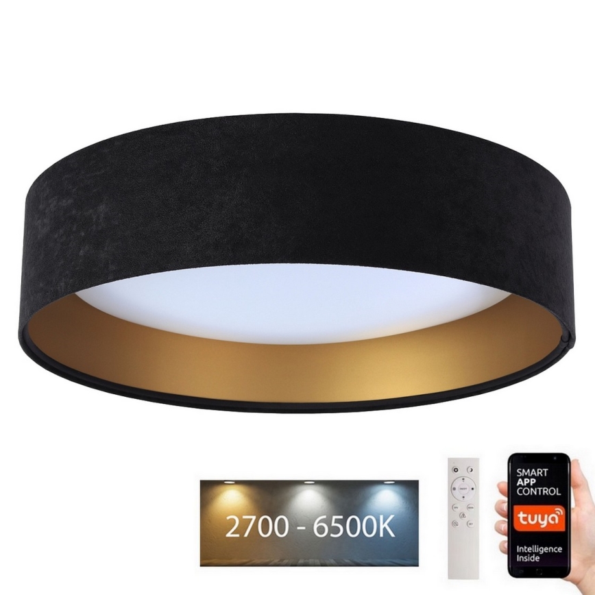 LED Prigušiva stropna svjetiljka SMART GALAXY LED/36W/230V pr. 55 cm 2700-6500K Wi-Fi Tuya crna/zlatna + daljinski upravljač