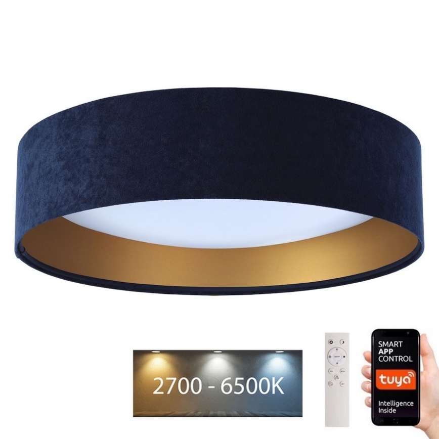 LED Prigušiva stropna svjetiljka SMART GALAXY LED/36W/230V pr. 55 cm 2700-6500K Wi-Fi Tuya plava/zlatna + daljinski upravljač