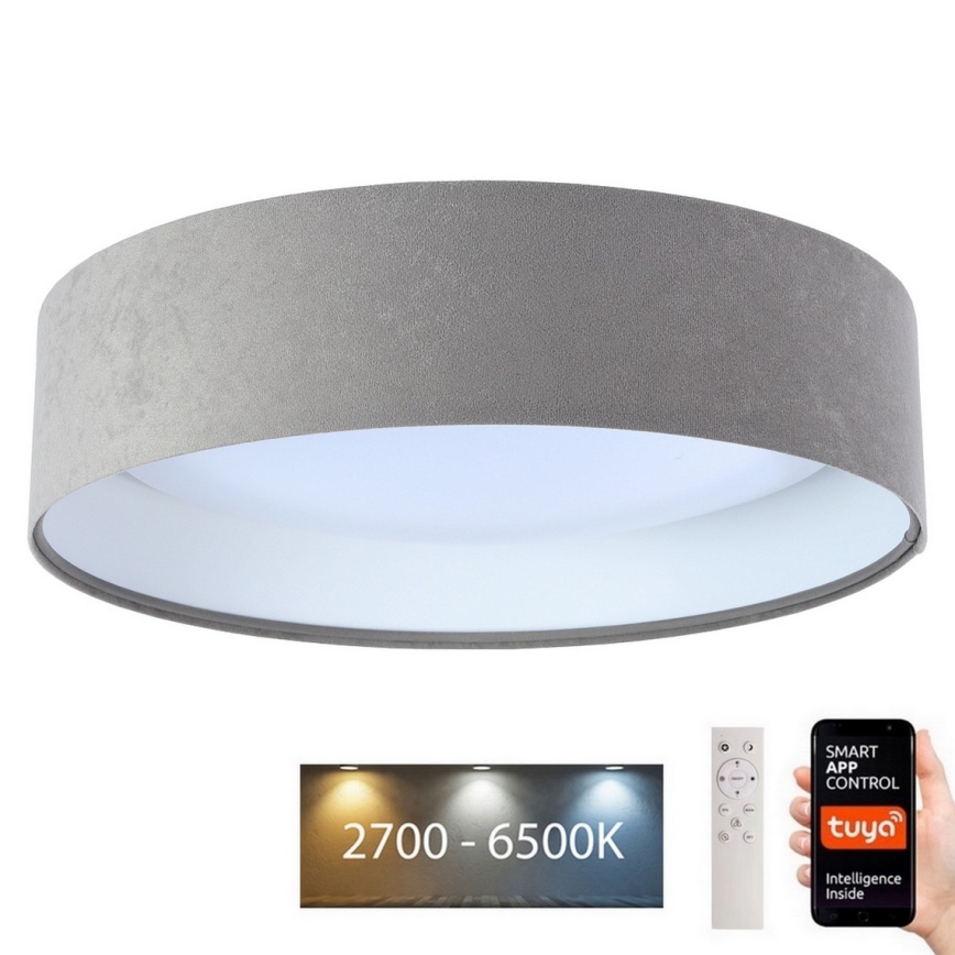 LED Prigušiva stropna svjetiljka SMART GALAXY LED/36W/230V pr. 55 cm 2700-6500K Wi-Fi Tuya siva/bijela + daljinski upravljač