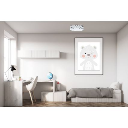 LED Prigušiva stropna svjetiljka SMART GALAXY KIDS LED/24W/230V 3000-6500K točkice bijela/crna + daljinski upravljač