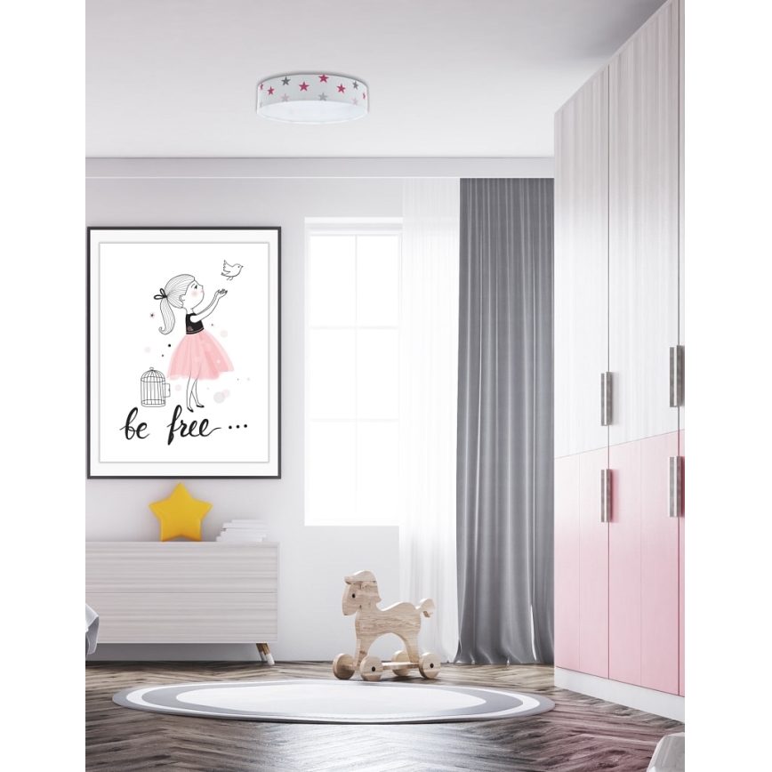 LED Prigušiva stropna svjetiljka SMART GALAXY KIDS LED/24W/230V 3000-6500K zvjezdice bijela/ružičasta/siva + daljinski upravljač