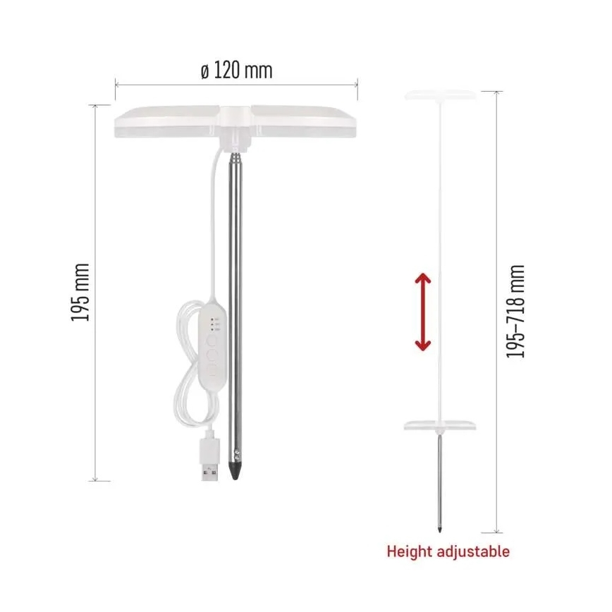 LED prigušiva unutarnja svjetiljka za uzgoj biljaka GROW LED/8W/5V