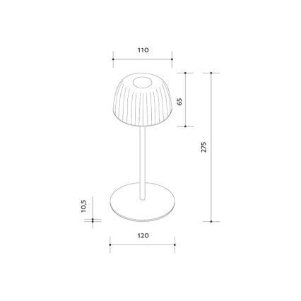 LED Prigušiva vanjska punjiva stolna lampa VIVIEN LED/3W/5V 2700K 1600 mAh IP54 crna