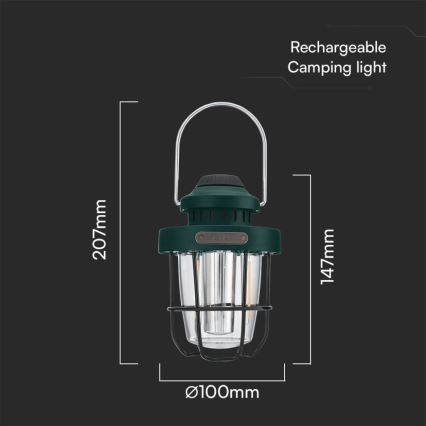 LED Prigušiva vanjska viseća punjiva svjetiljka LED/5W/5V 2700-6500K IP44