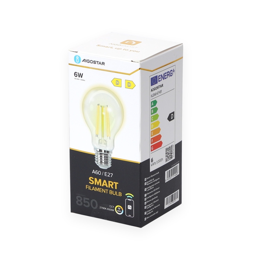 LED Prigušiva žarulja A60 E27/6W/230V 2700-6500K Wi-Fi - Aigostar