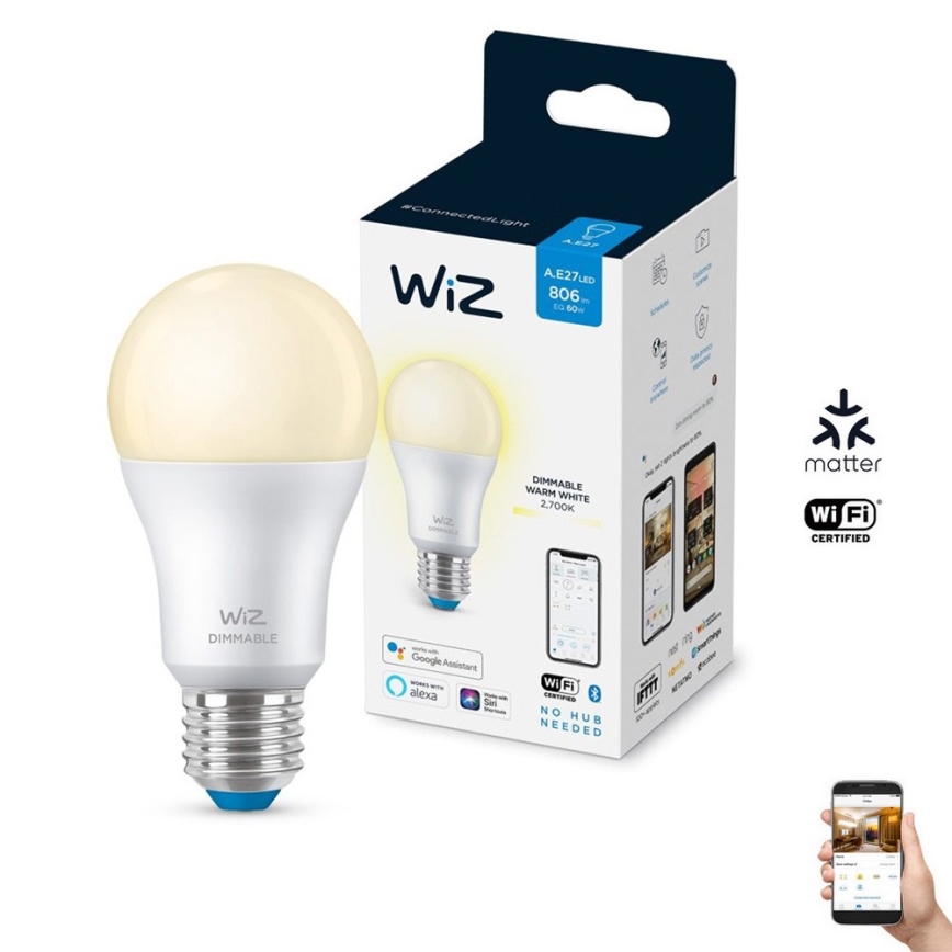 LED Prigušiva žarulja A60 E27/8W/230V 2700K CRI 90 Wi-Fi - WiZ