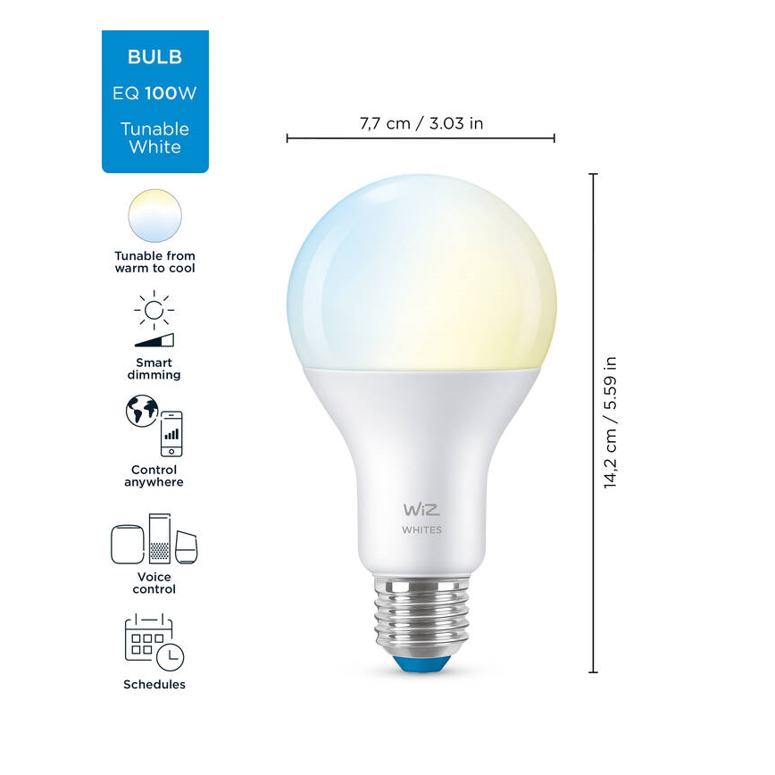 LED Prigušiva žarulja A67 E27/13W/230V 2700-6500K CRI 90 Wi-Fi - WiZ