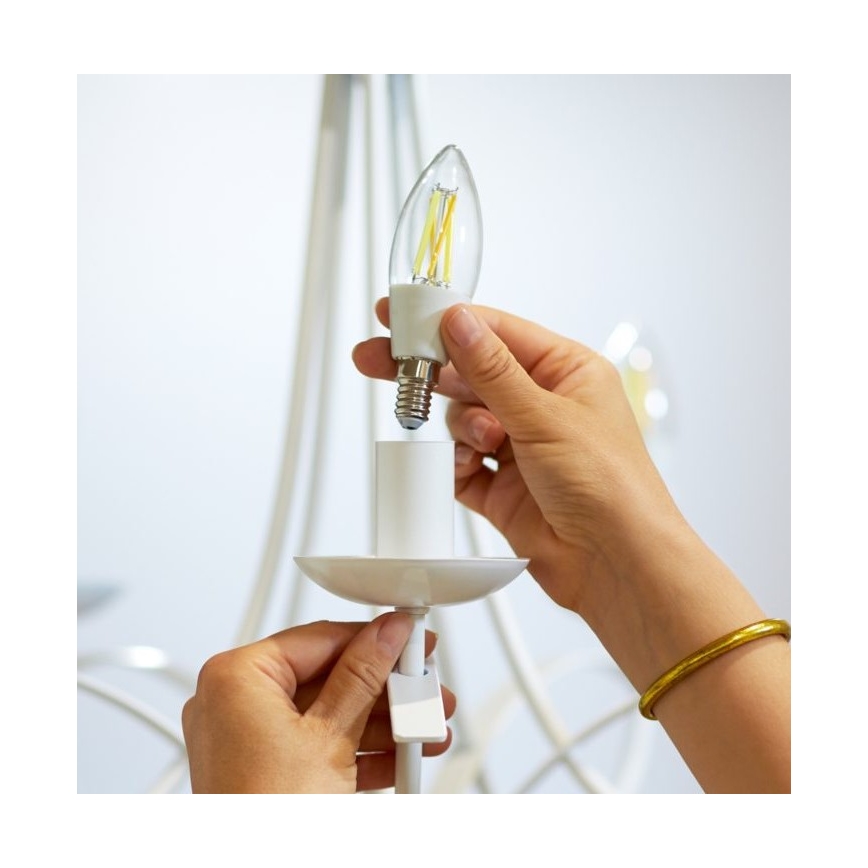 LED Prigušiva žarulja FILAMENT C35 E14/4,9W/230V 2700-6500K CRI 90 Wi-Fi - WiZ