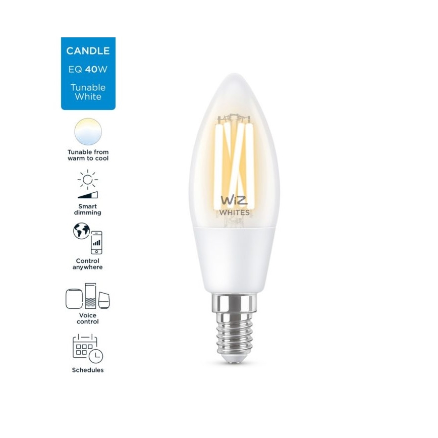 LED Prigušiva žarulja FILAMENT C35 E14/4,9W/230V 2700-6500K CRI 90 Wi-Fi - WiZ