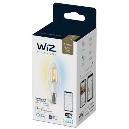 LED Prigušiva žarulja FILAMENT C35 E14/4,9W/230V 2700-6500K CRI 90 Wi-Fi - WiZ