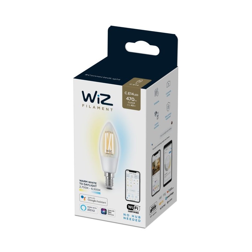 LED Prigušiva žarulja FILAMENT C35 E14/4,9W/230V 2700-6500K CRI 90 Wi-Fi - WiZ