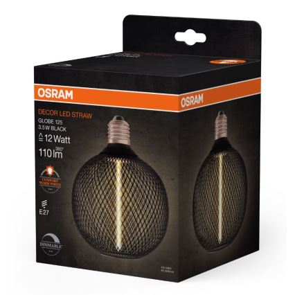 LED Prigušiva žarulja DECOR  FILAMENT G125 E27/3,5W/230V 1800K crna - Osram
