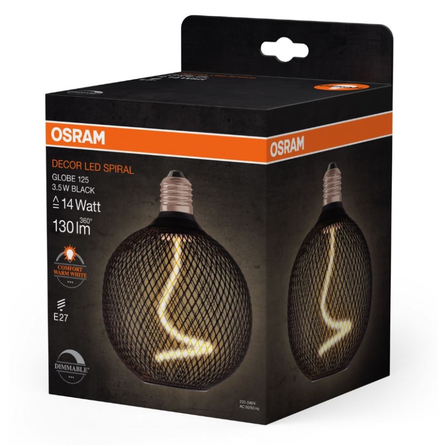 LED Prigušiva žarulja DECOR FILAMENT G125 E27/3,5W/230V 1800K crna - Osram