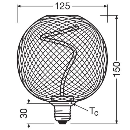 LED Prigušiva žarulja DECOR FILAMENT G125 E27/3,5W/230V 1800K zlatna - Osram