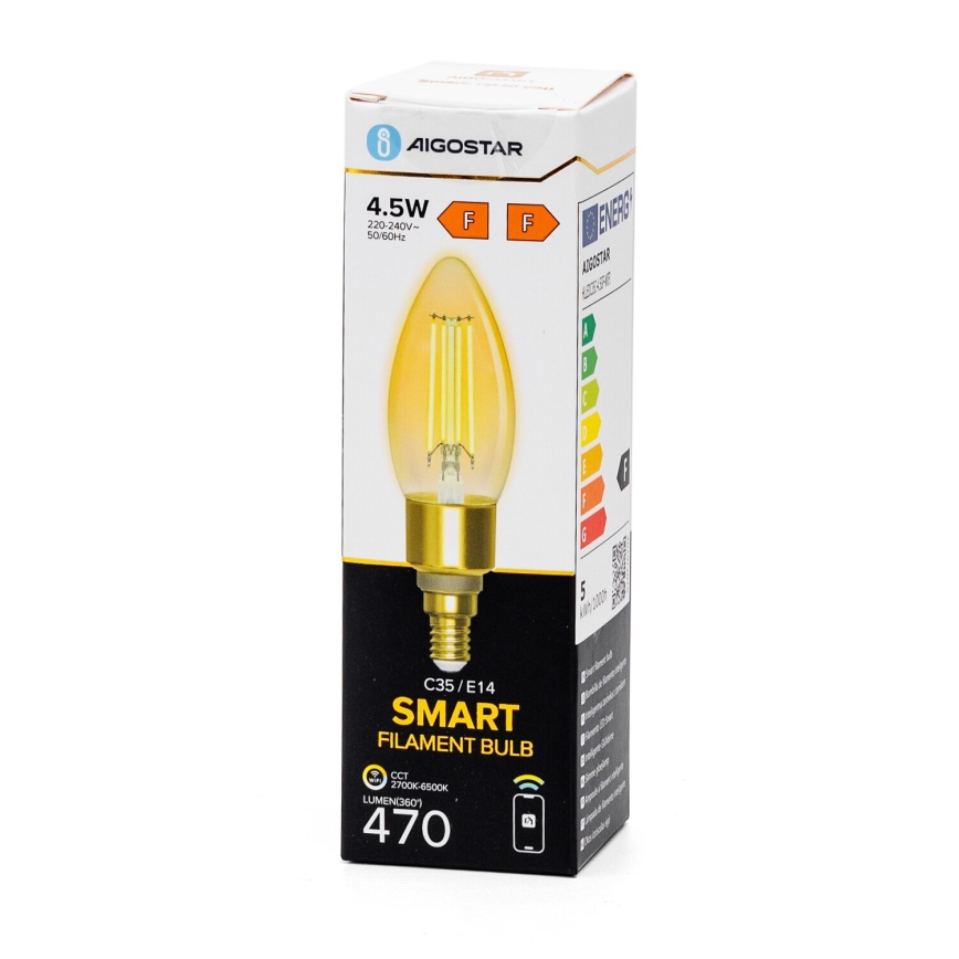 LED Prigušiva žarulja FILAMENT C35 E14/4,5W/230V 2700-6500K Wi-Fi - Aigostar