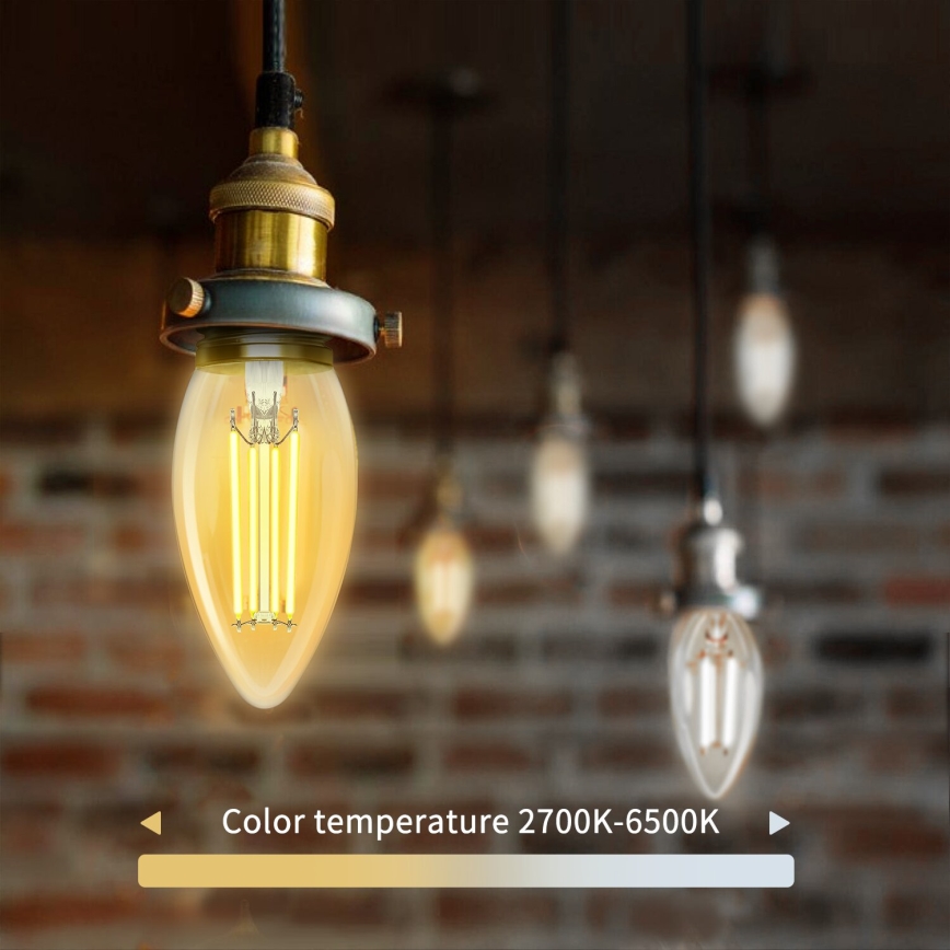 LED Prigušiva žarulja FILAMENT C35 E27/4,5W/230V 2700-6500K Wi-Fi - Aigostar