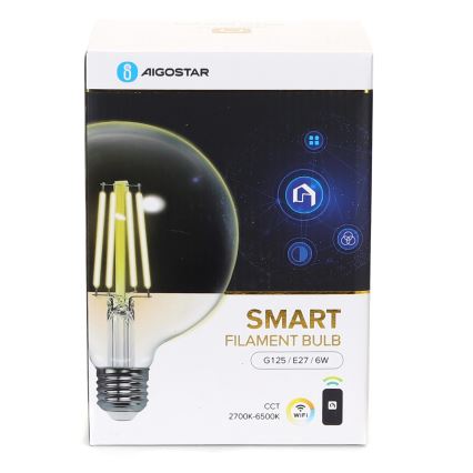 LED Prigušiva žarulja FILAMENT G125 E27/6W/230V 2700-6500K Wi-Fi - Aigostar